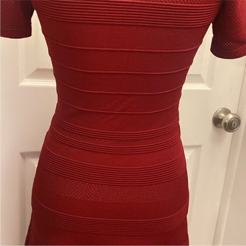 Sandro Red Milau Pointelle Ribbed Dress, S - Picture 10 of 15